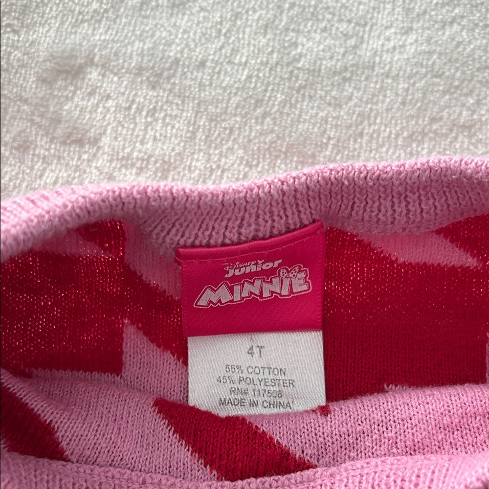 Disney Minnie Mouse Pink and Red Kids Sweater - Picture 2 of 7